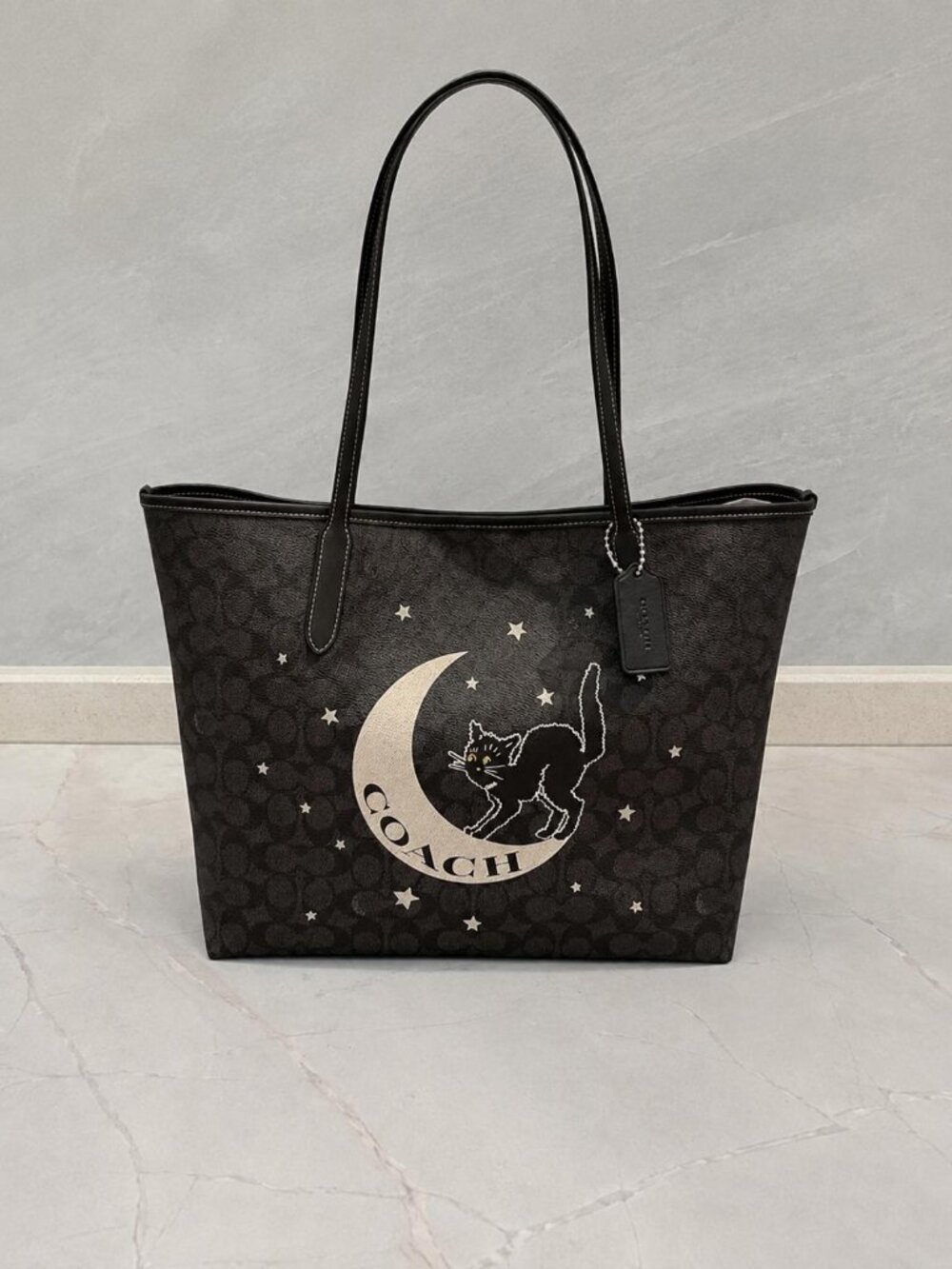 COACH Limited Edition Black Cat Moon Signature Canvas City Tote